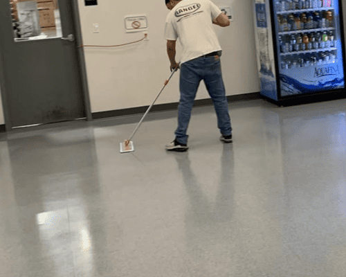 Break room table cleaning by Rangel crew